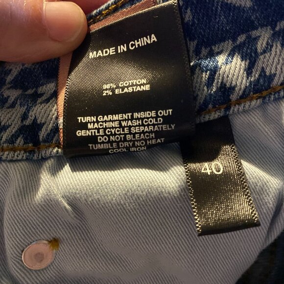 WELL KNOWN Houndstooth Skinny Jeans Denim Blue Cotton Blend 40 x 36 NWT $245 - Picture 7 of 10